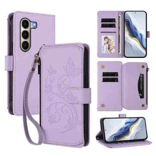 For Itel A95 5G Butterfly Love Flower Multi-card Zipper Wallet Leather Phone Case(Light Purple)