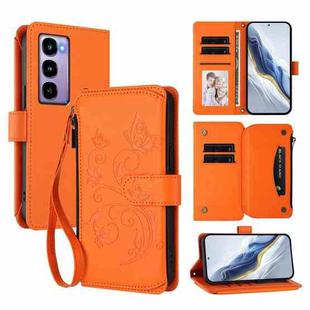 For Itel City 100 Butterfly Love Flower Multi-card Zipper Wallet Leather Phone Case(Orange)