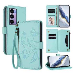 For Itel City 100 Butterfly Love Flower Multi-card Zipper Wallet Leather Phone Case(Mint Green)