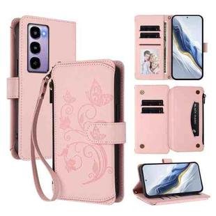 For Itel City 100 Butterfly Love Flower Multi-card Zipper Wallet Leather Phone Case(Pink)