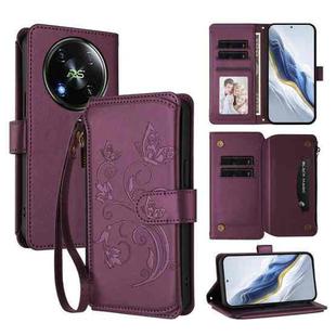 For Itel RS4 / S666LN Butterfly Love Flower Multi-card Zipper Wallet Leather Phone Case(Dark Purple)