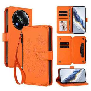 For Itel RS4 / S666LN Butterfly Love Flower Multi-card Zipper Wallet Leather Phone Case(Orange)