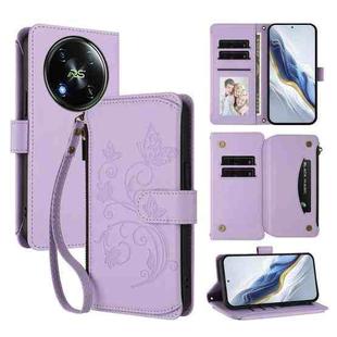 For Itel RS4 / S666LN Butterfly Love Flower Multi-card Zipper Wallet Leather Phone Case(Light Purple)