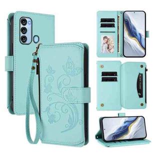 For Itel S17 / S661W / Vision 3 Butterfly Love Flower Multi-card Zipper Wallet Leather Phone Case(Mint Green)