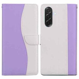 For Samsung Galaxy A26 5G Embossed Two-Color Leather Phone Case(Purple White)