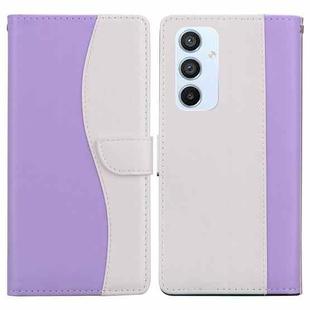 For Samsung Galaxy A54 5G Embossed Two-Color Leather Phone Case(Purple White)