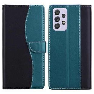 For Samsung Galaxy A53 5G Embossed Two-Color Leather Phone Case(Black Green)