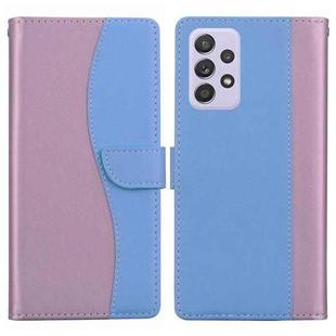 For Samsung Galaxy A52 / A52s 5G Embossed Two-Color Leather Phone Case(Pink Blue)