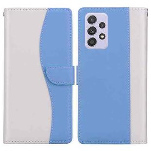 For Samsung Galaxy A52 / A52s 5G Embossed Two-Color Leather Phone Case(White Blue)