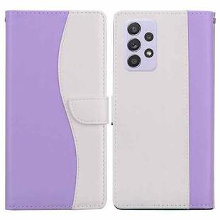 For Samsung Galaxy A52 / A52s 5G Embossed Two-Color Leather Phone Case(Purple White)