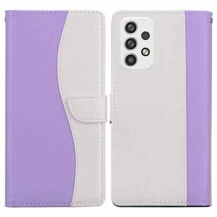 For Samsung Galaxy A32 4G Embossed Two-Color Leather Phone Case(Purple White)
