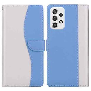 For Samsung Galaxy A32 5G Embossed Two-Color Leather Phone Case(White Blue)