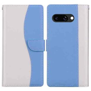 For Google Pixel 9a Embossed Two-Color Leather Phone Case(White Blue)