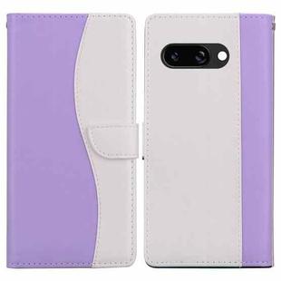 For Google Pixel 9a Embossed Two-Color Leather Phone Case(Purple White)