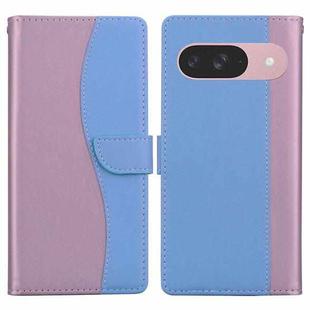 For Google Pixel 9 Embossed Two-Color Leather Phone Case(Pink Blue)
