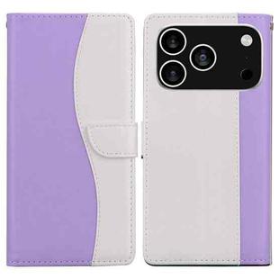 For iPhone 17 Pro Max Embossed Two-Color Leather Phone Case(Purple White)