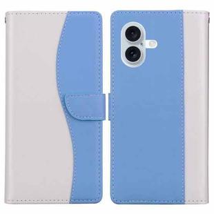 For iPhone 17 Embossed Two-Color Leather Phone Case(White Blue)