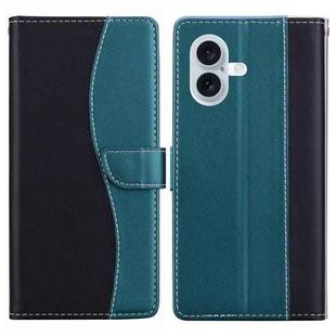 For iPhone 17 Embossed Two-Color Leather Phone Case(Black Green)