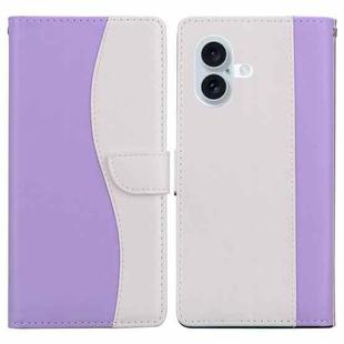 For iPhone 17 Embossed Two-Color Leather Phone Case(Purple White)