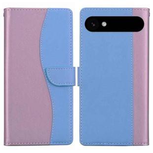 For iPhone 17 Air Embossed Two-Color Leather Phone Case(Pink Blue)