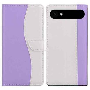 For iPhone 17 Air Embossed Two-Color Leather Phone Case(Purple White)