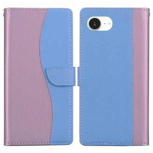 For iPhone 16e Embossed Two-Color Leather Phone Case(Pink Blue)