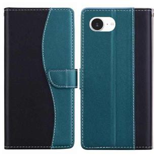 For iPhone 16e Embossed Two-Color Leather Phone Case(Black Green)