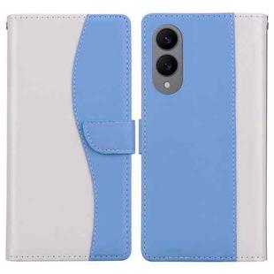 For Samsung Galaxy S25 Edge 5G Embossed Two-Color Leather Phone Case(White Blue)