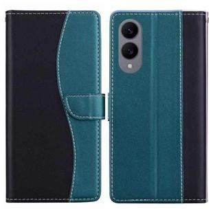 For Samsung Galaxy S25 Edge 5G Embossed Two-Color Leather Phone Case(Black Green)