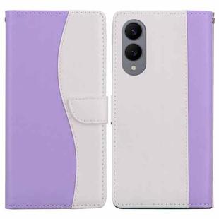 For Samsung Galaxy S25 Edge 5G Embossed Two-Color Leather Phone Case(Purple White)