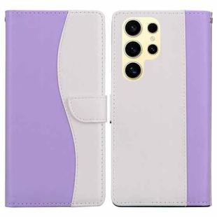 For Samsung Galaxy S25 Ultra 5G Embossed Two-Color Leather Phone Case(Purple White)