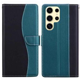 For Samsung Galaxy S23 Ultra 5G Embossed Two-Color Leather Phone Case(Black Green)