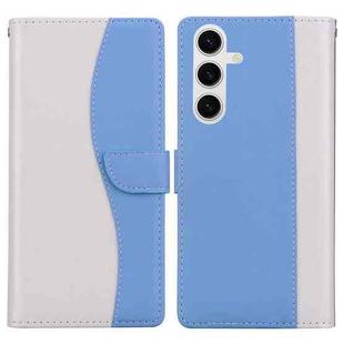 For Samsung Galaxy S23+ 5G Embossed Two-Color Leather Phone Case(White Blue)