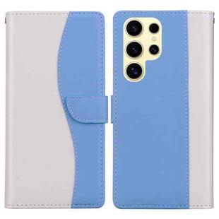 For Samsung Galaxy S22 Ultra 5G Embossed Two-Color Leather Phone Case(White Blue)