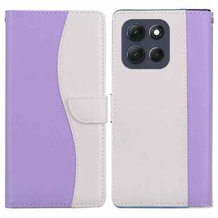 For Motorola Moto G86 5G Embossed Two-Color Leather Phone Case(Purple White)