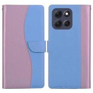 For Motorola Moto G56 5G Embossed Two-Color Leather Phone Case(Pink Blue)