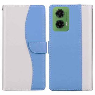For Motorola Moto G35 Embossed Two-Color Leather Phone Case(White Blue)