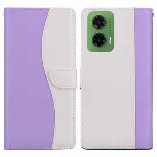 For Motorola Moto G35 Embossed Two-Color Leather Phone Case(Purple White)