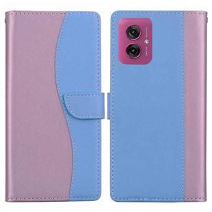 For Motorola Moto G55 Embossed Two-Color Leather Phone Case(Pink Blue)