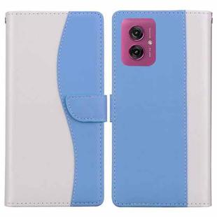 For Motorola Moto G55 Embossed Two-Color Leather Phone Case(White Blue)