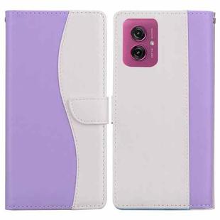 For Motorola Moto G55 Embossed Two-Color Leather Phone Case(Purple White)