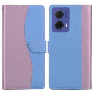 For Motorola Moto G85 5G Embossed Two-Color Leather Phone Case(Pink Blue)