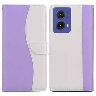 For Motorola Moto G85 5G Embossed Two-Color Leather Phone Case(Purple White)