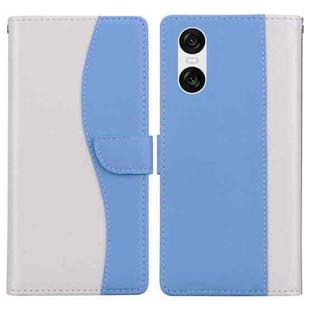 For Sony Xperia 10 VI Embossed Two-Color Leather Phone Case(White Blue)