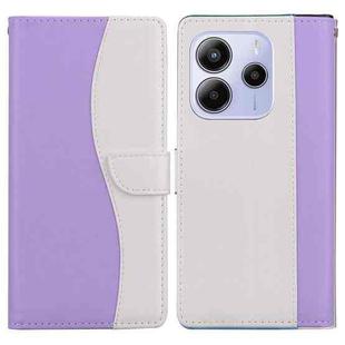 For Redmi Note 14 4G 164.84mm Embossed Two-Color Leather Phone Case(Purple White)