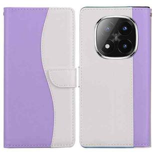 For Redmi Note 14 Pro+ 5G / Poco X7 5G Embossed Two-Color Leather Phone Case(Purple White)
