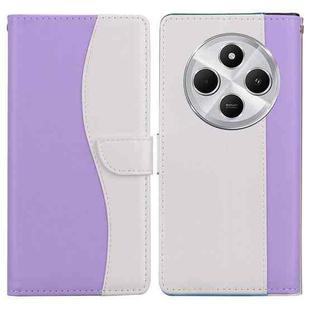 For Redmi 14C 5G Embossed Two-Color Leather Phone Case(Purple White)