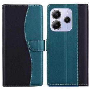 For Redmi Note 14 5G Embossed Two-Color Leather Phone Case(Black Green)