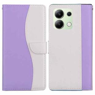 For Redmi Note 13 4G Embossed Two-Color Leather Phone Case(Purple White)