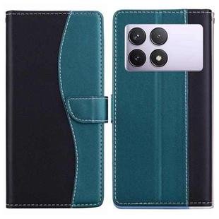 For Redmi K70E / Poco X6 Pro Embossed Two-Color Leather Phone Case(Black Green)